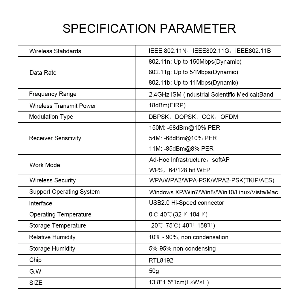 ZEXMTE 150 Мбит/с USB Wifi адаптер ноутбук беспроводной USB wifi-адаптер с антенной WiFi сетевой адаптер Поддержка Windows XP/Vista