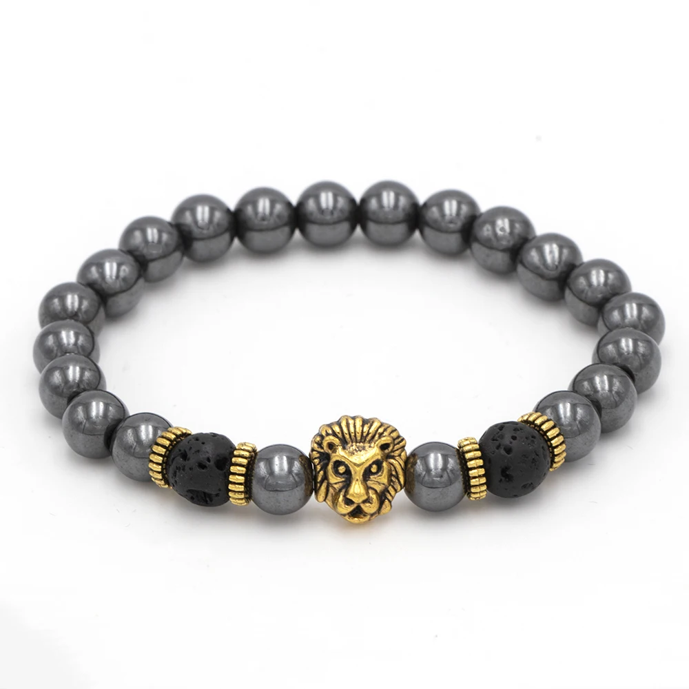 2019 Модный 8 мм браслет из гематита и бусин CZ Корона мужские браслеты для мужчин