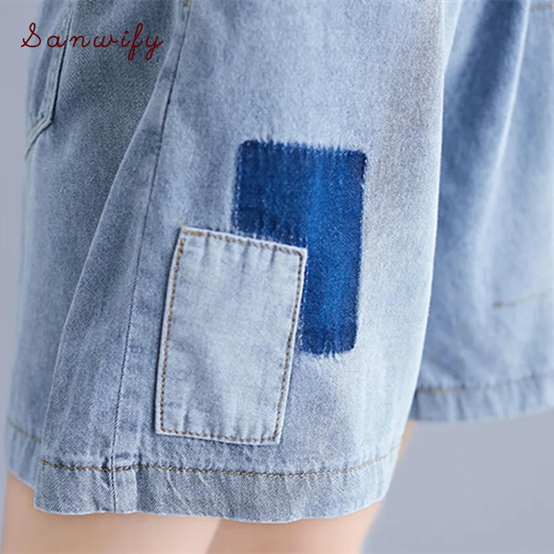 

Yourseason 2020 Summer Casual Waist Shorts Loose Pockets Women Denim Short Trousers Plus Size