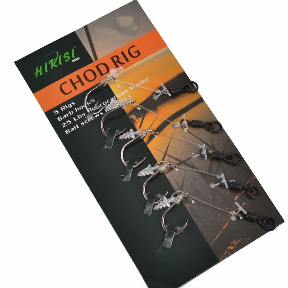 

5pcs/Pack Carp Fishing Tackle Ready Tied Chod Rigs Barbed Hook Size 2/4/6/8# Fising Hooks Replacement Part