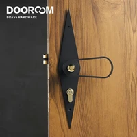 Dooroom Brass Door Lever Ultra-thin Mute Black Gold Modern Interior Bedroom Bathroom Wood Door Lock Long Plate Split Handle Knob