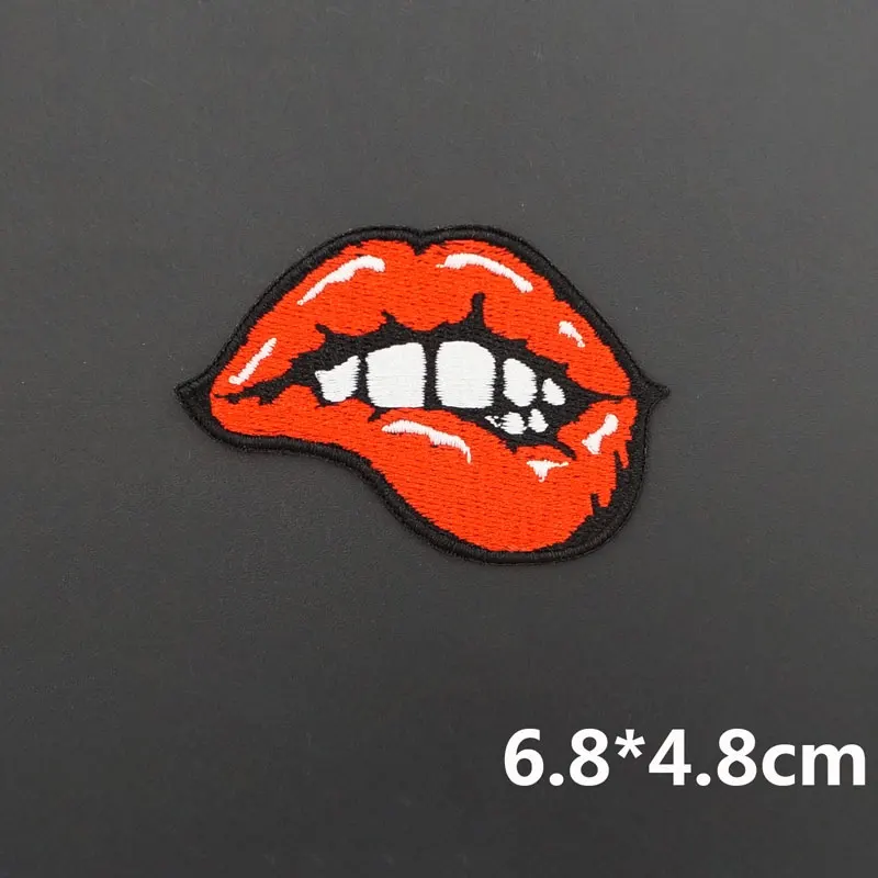 

Red Lips Embroidery patch Music Songs Heavy Metal Punk Rock Roll Band Logo T-Shirts Patches Badge Appliques
