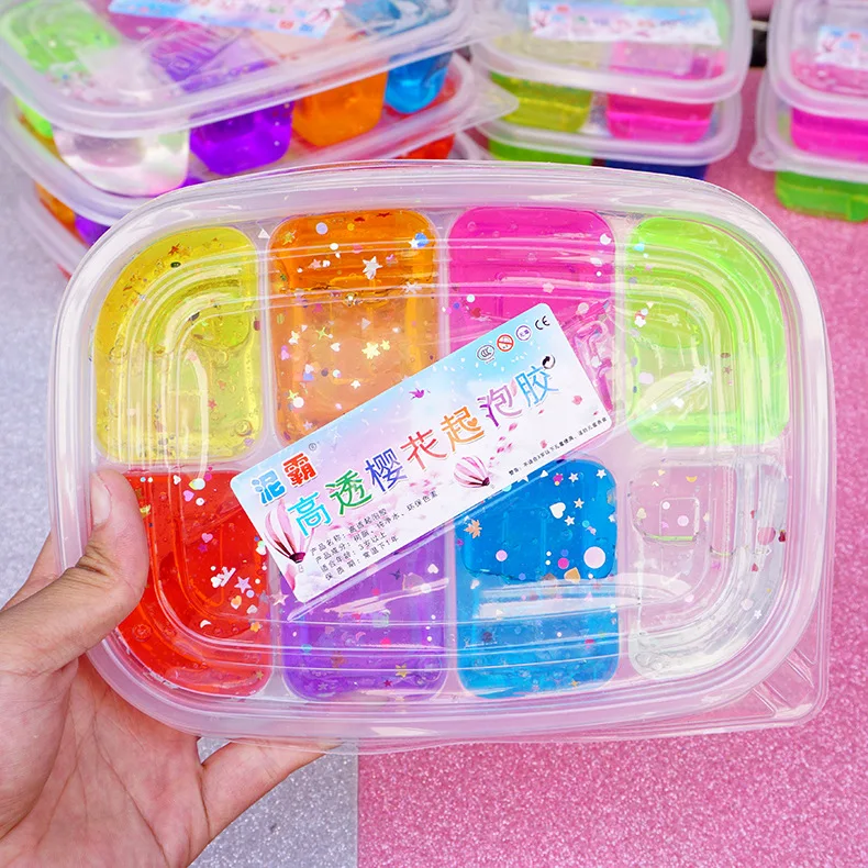 DIY Магический кристалл слизь игрушки поставки прозрачный пушистый пенный гель Пластилин облако эластичный мяч глина Песочный набор для детей 8 Сетка 680 г