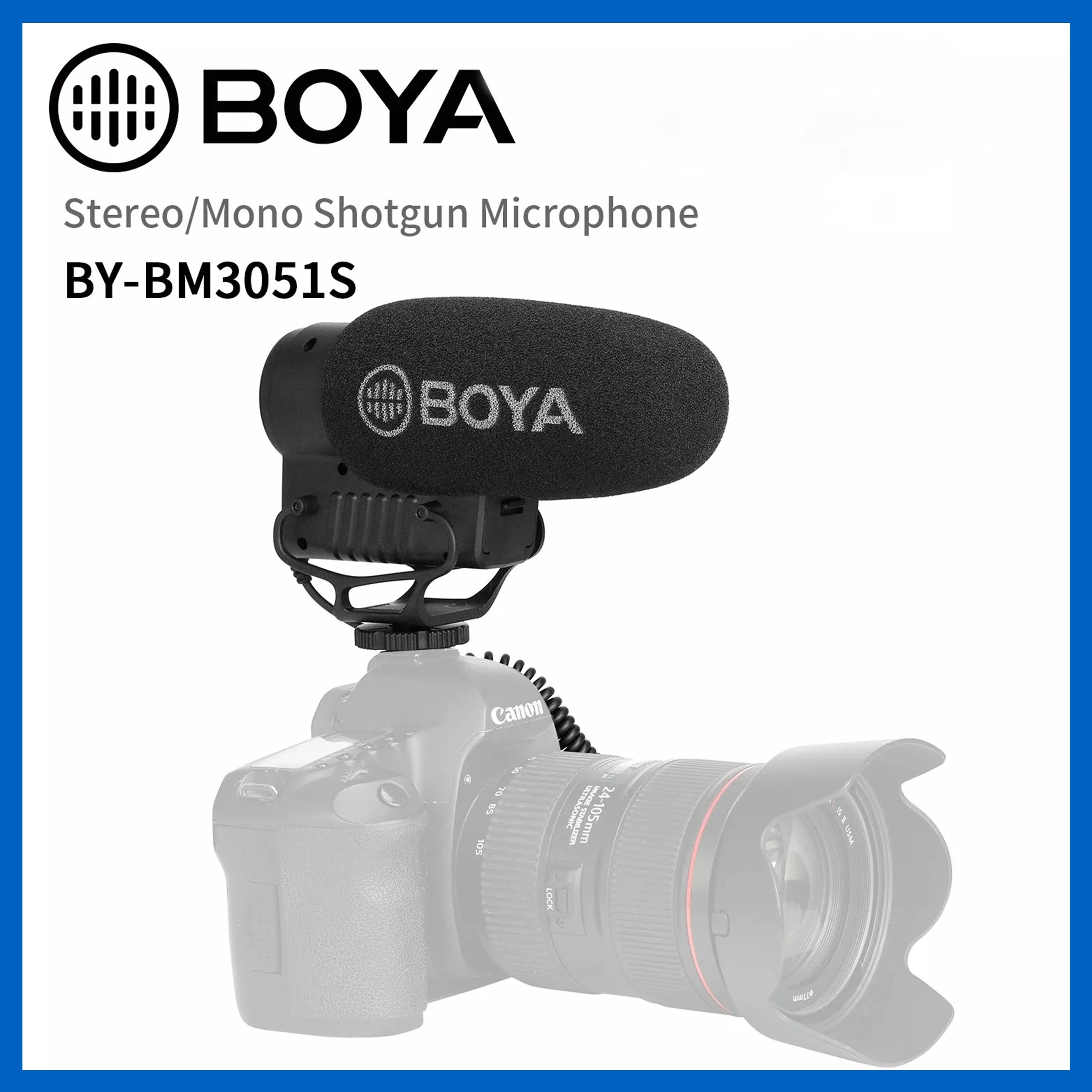 

BOYA BY-BM3051S Condenser Shotgun Microphone Stereo/Mono Switchable For DSLRs Compact Camcorders Audio Recorders