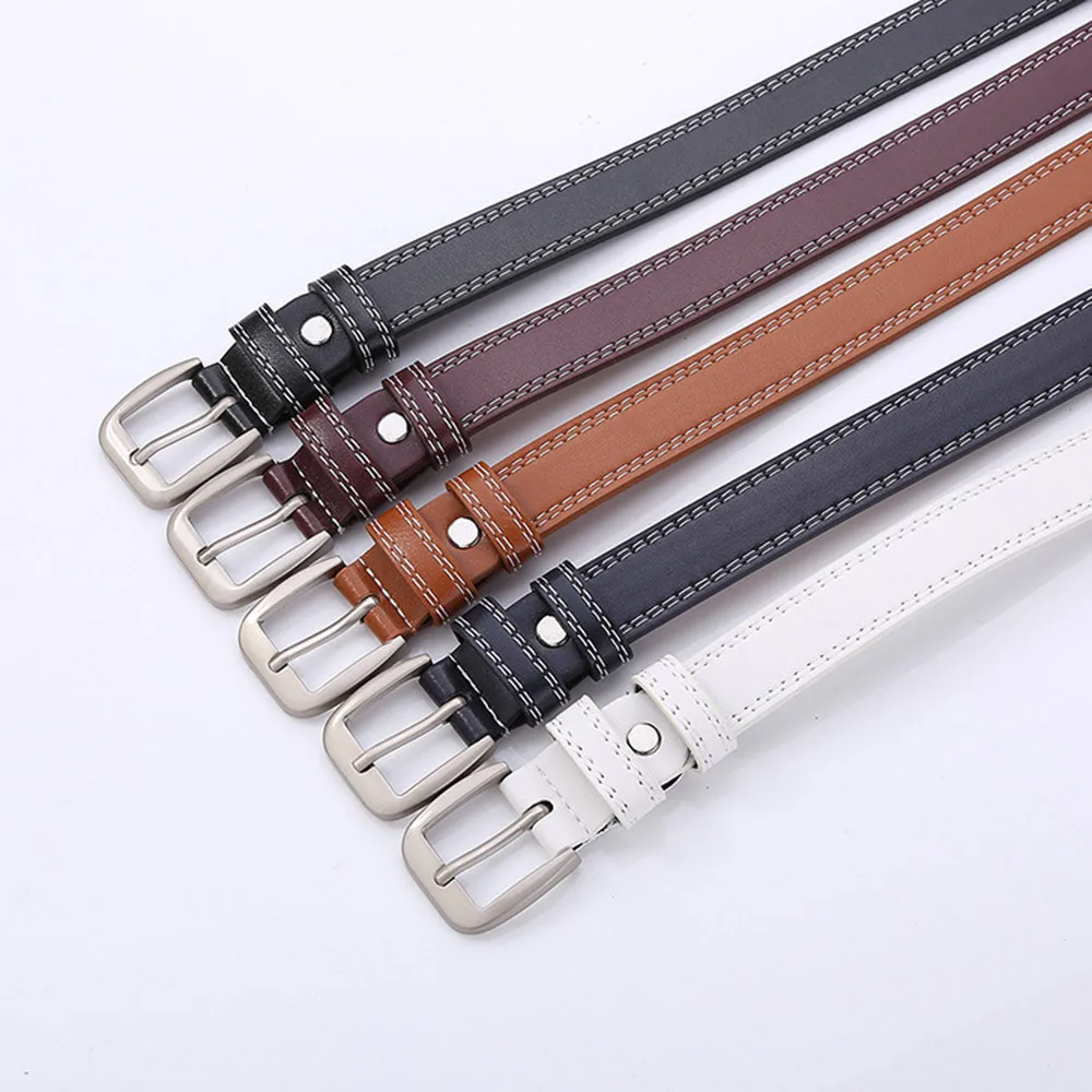 Женский ремень с металлической пряжкой кожаный винтажный пояс двойным кабелем