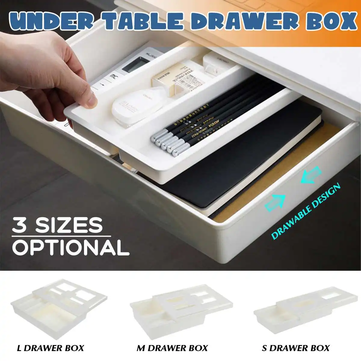 

Ящик для хранения под столом, многофункциональный скрытый Под ящиком, органайзер, Настольный ящик для хранения, самоклеящийся карандаш