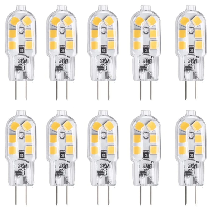 

10Pcs Ultra Power Saving G4 LED Bulbs Bi-pin 2W 3000K Low Energy Consumption 20W Halogen Bulbs Replacement G4 Base