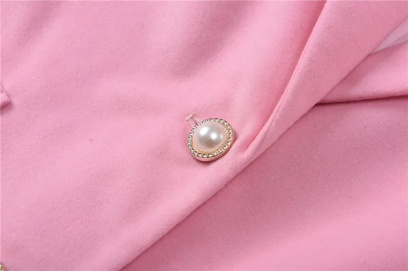 

2021 New Pink Blazers Women Notched Collar Long Sleeve Two Buttons Loose Long Blazer Ladies Tops Outwear Jacket Ropa De Mujer