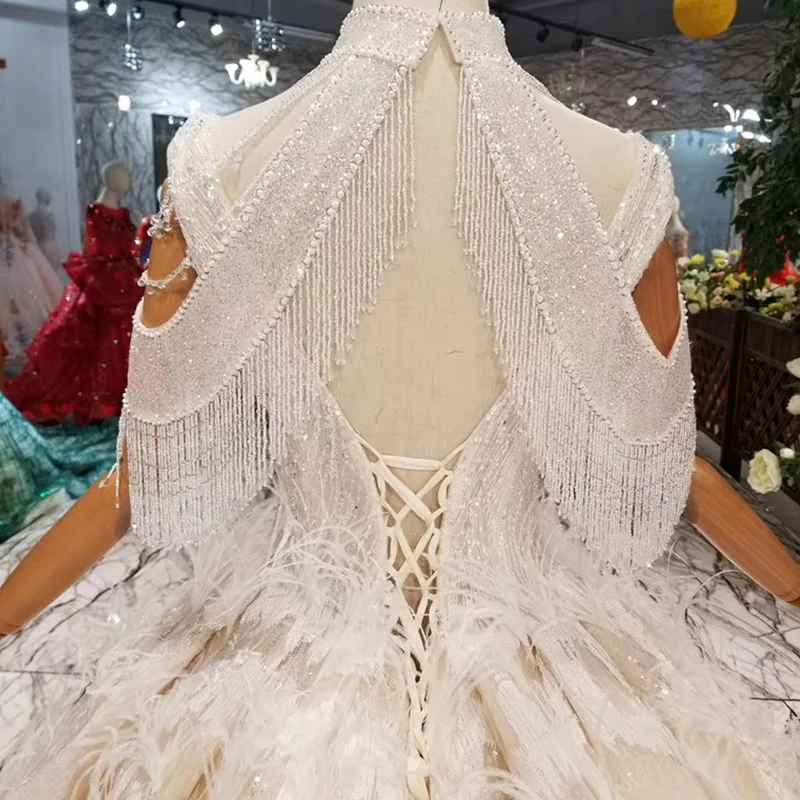 LS11295 Специальное свадебное платье со съемным плечевым ремнем стразами ручной