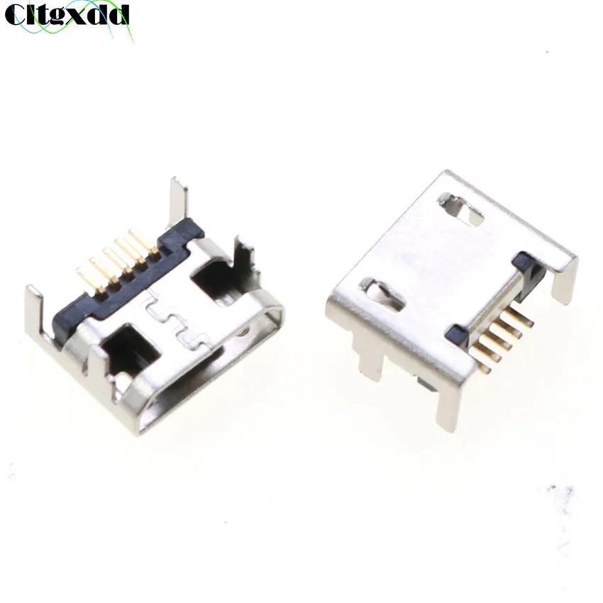 Cltgxdd 2/5/10 шт. разъем Micro USB 5-контактный гнездовой зарядный порт SMD 4 ножки 90 градусов