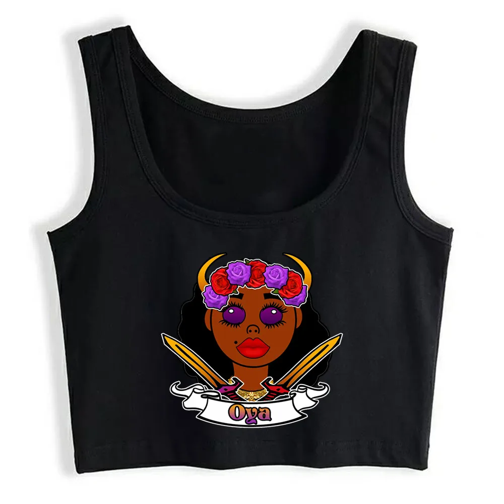 

Crop Top Female Oya Orisha Sexy Black Custom Tops Women