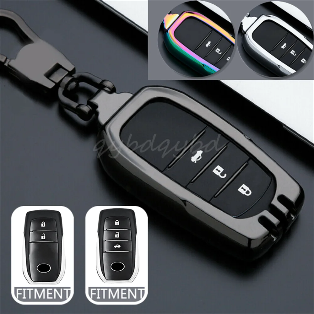 

Metal+TPU Remote Start Car Key Cover Fob Case Protector Holder Auto Accessories Shell Fit For Toyota Hilux Highlander Camry RAV4