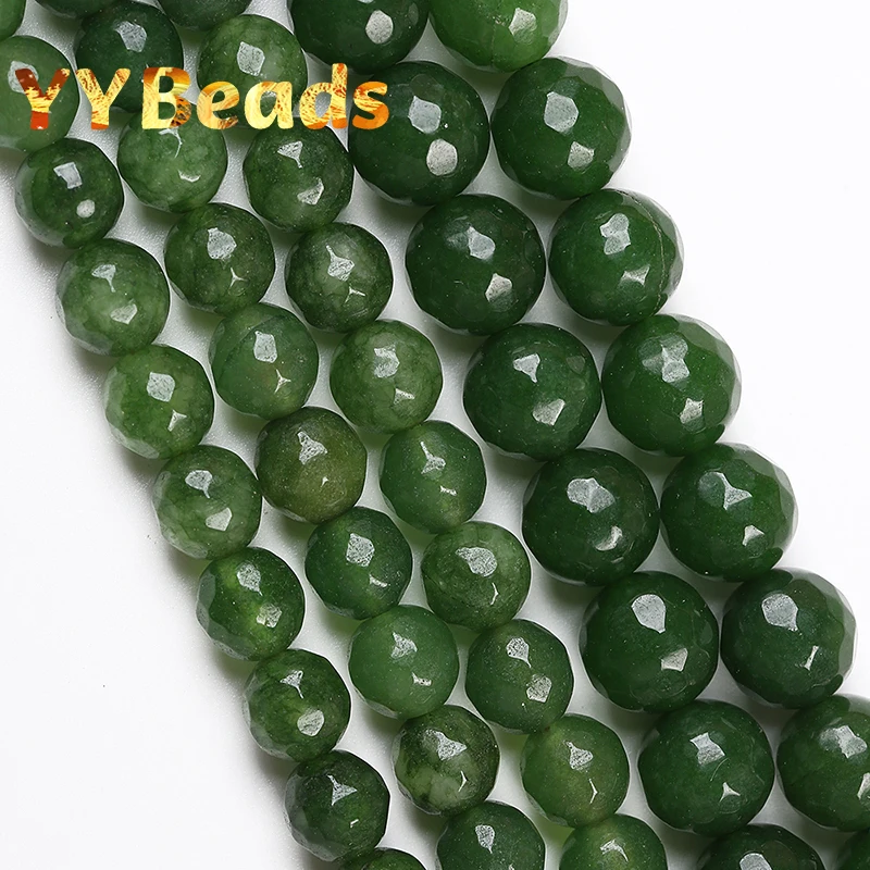 

Natural Faceted Green Jades Stone Beads Smooth Spacer Loose Charm Beads For Jewelry Making DIY Women Bracelets Ear Studs 8-10mm