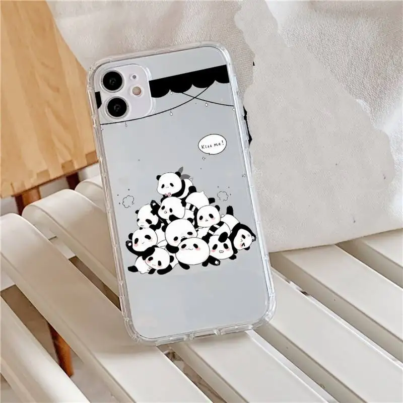 

Lucu Kartun Panda Phone Case Transparent for iPhone 11 12 mini pro XS MAX 8 7 6 6S Plus X 5S SE 2020 XR