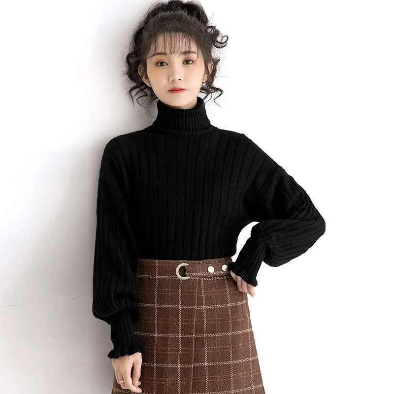 

Women Autumn Winter Style Pullover Sweater Lady Casual Long Sleeve Turtleneck Solid Color Pullover Tops ZZ1142