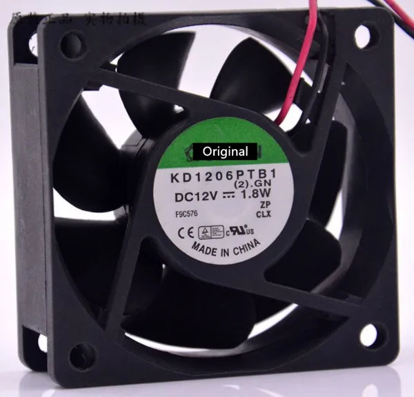 Оригинальный 100% рабочий 60 мм 6025 см шариковый вентилятор шасси 2,0 Вт KD1206PTB1 12 В охлаждающий вентилятор