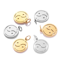 5pcs fashion stainless steel taichi pendant charms round diy charm for necklace bracelet jewelry making findings