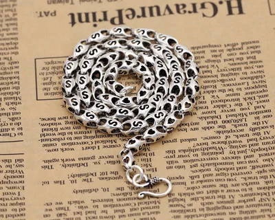

925 Sterling Silver Necklace Thai Silver Vintage 6mm Thick Heavy Love Bamboo Chains Necklace Christmas gifts For Man