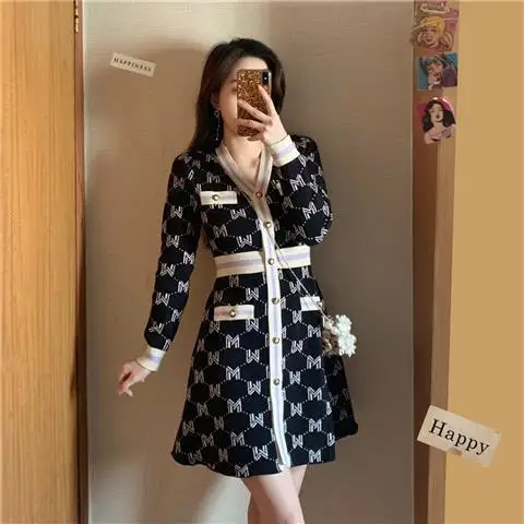 

Fall/winter knitted dress 2020 new French small fragrance noble temperament slim slim long skirt