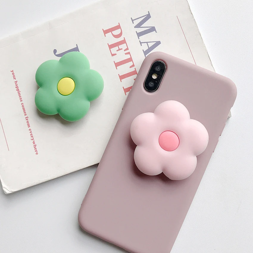 Cute Cat Claw Colorful Flower Folding Finger Grip Ring For Mobile Phone Ring Buckle Telescopic Folding Stand Mount Holder