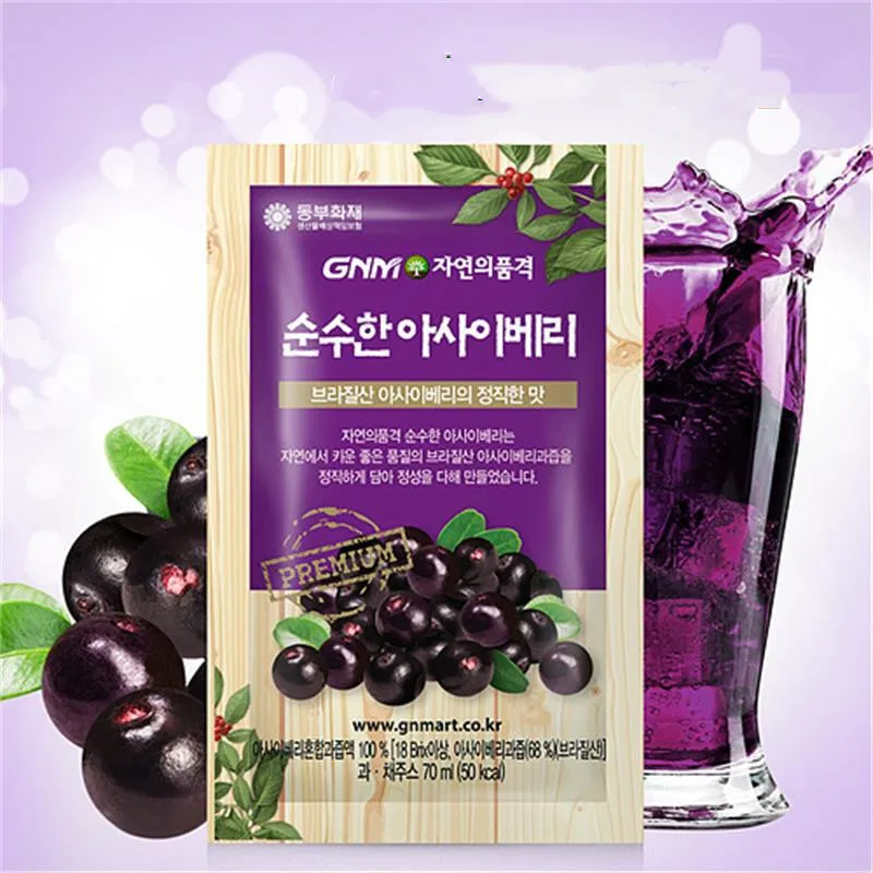

100% Pure Acai Berry Juice 100% Fruit and Vegetable Juice, Anthocyanins, Polyphenol,Anti-aging, Antioxidant 10 package/ box