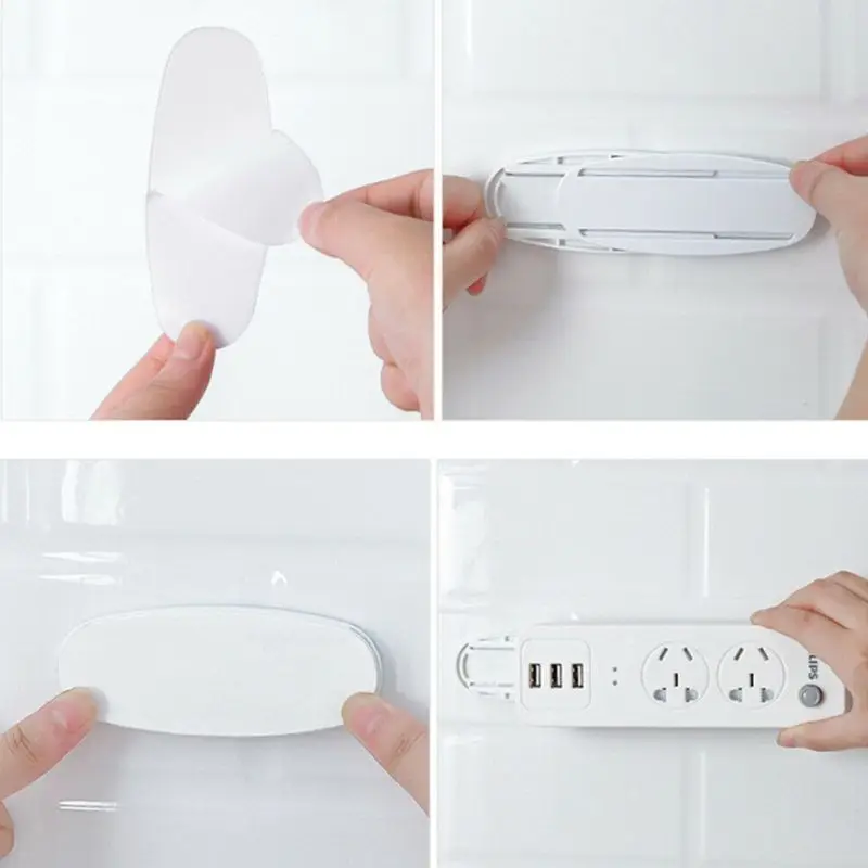 

3PCS White Socket Paste Fixer Patch Panel Holder Wall Hanging Punch Free Installation Plug Fixing Device