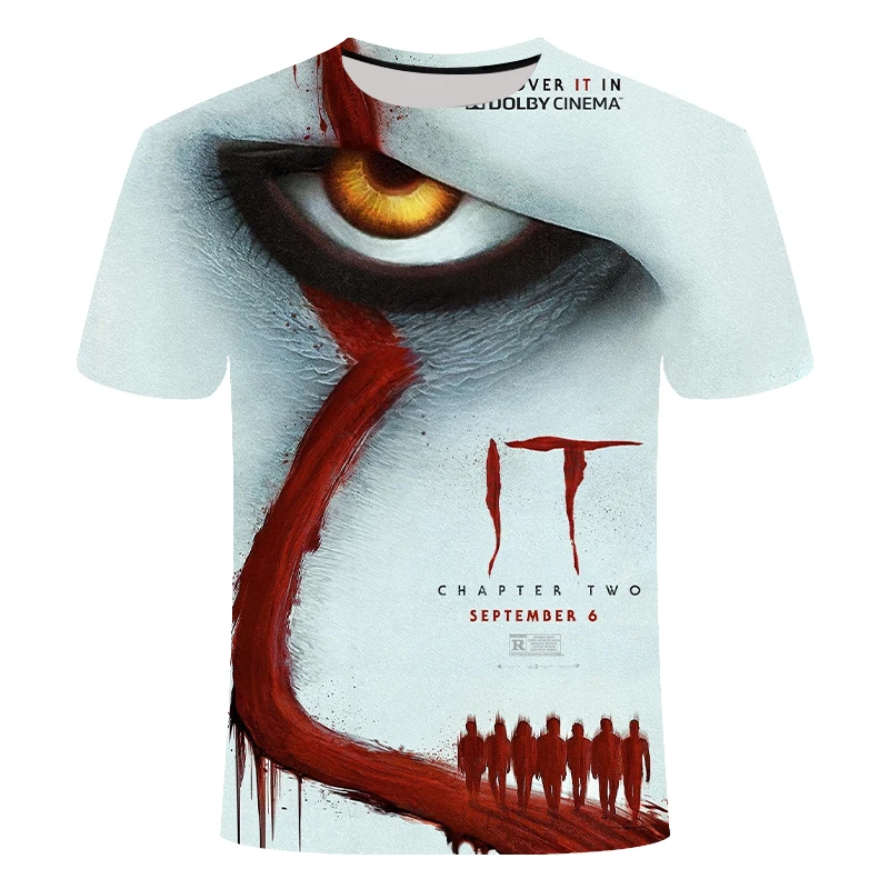 IT: Chapter Two 3D Футболка с принтом для мужчин и женщин, летняя повседневная футболка с изображением клоуна из фильма ужасов, Мужская футболка с триллером из фильма террора