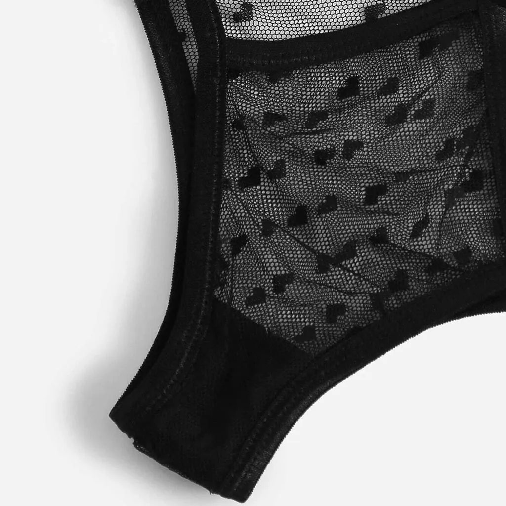 

Women's Underwear Plus Size Sexy Lace Lingerie Dot Mesh Bra Thong Garter Underwear Set 3 Piece Erotic Perspective Lingerie Set
