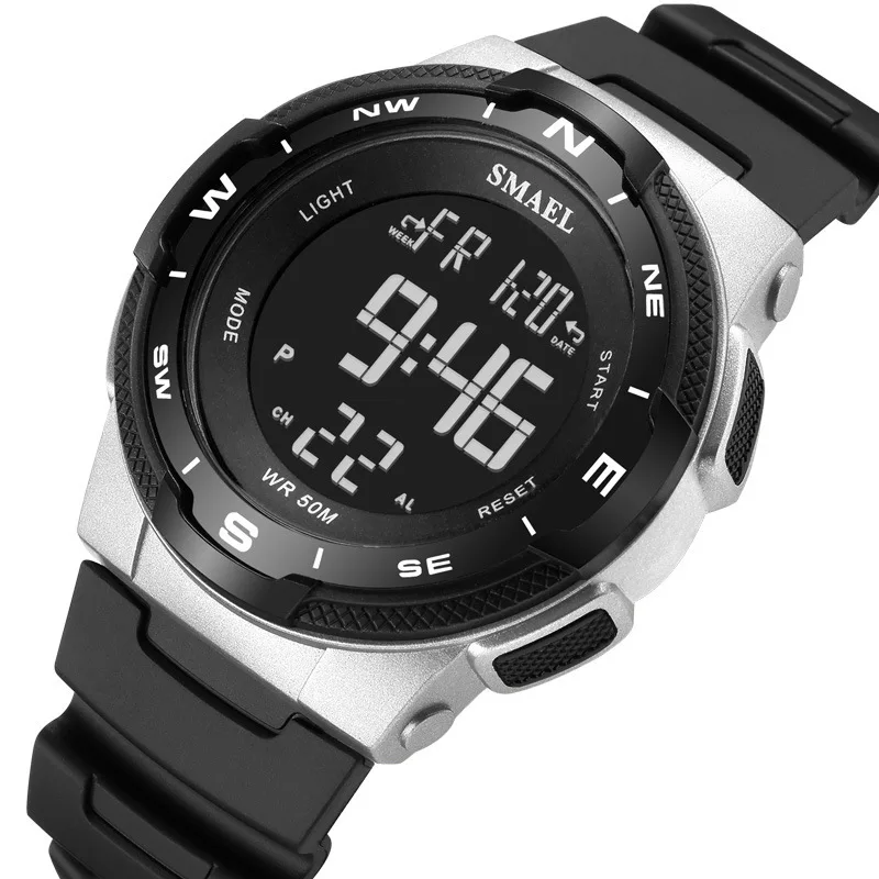 Мужские водонепроницаемые электронные часы Smael Smill с большим количеством функций