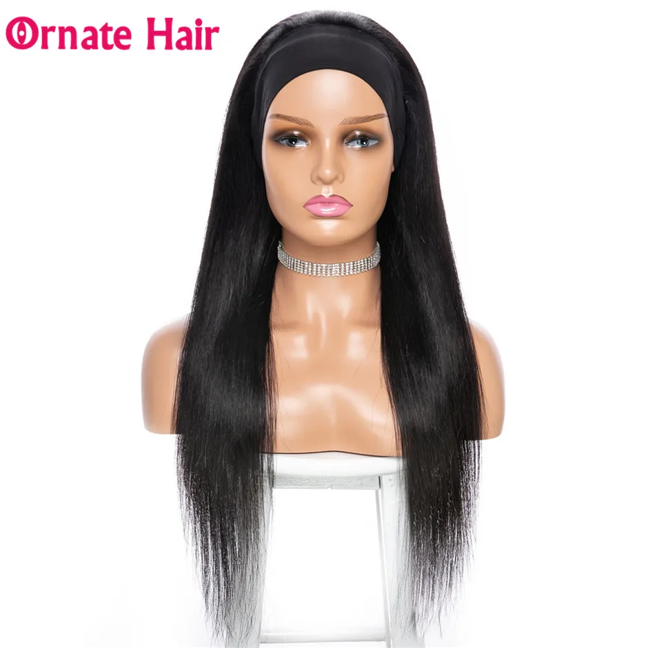Ornate Hair Long Straight Human Hair Wigs For Black Women Headband Wig 18-26 Inch Brazilian Remy Hair Wigs Natural Human Hair