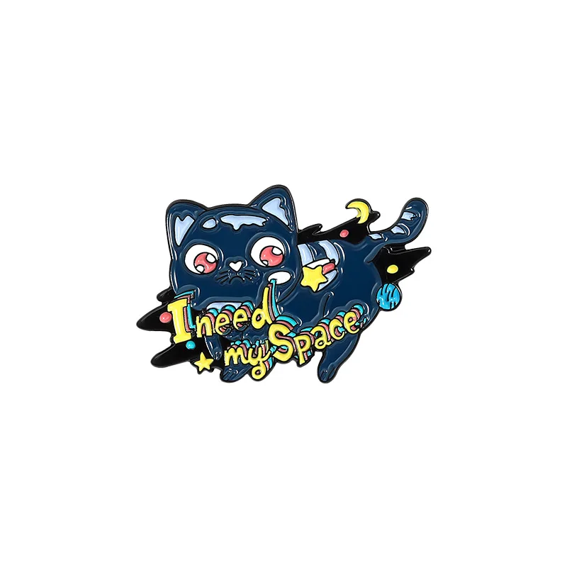 

Planet cat cartoon pin creative cat rainbow universe planet shape DIY accessory badge brooch