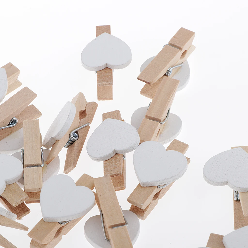 

100 Pack Heart Shaped Mini Clothespins for Hanging Photos for Bridal Shower