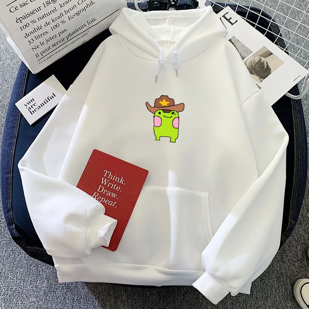 

Women Hooded Pullover Thick Warm Hoodie Streetwear Womens Loose Oversized Sweatshirts Frog Printed Harajuku Funny Hoodies