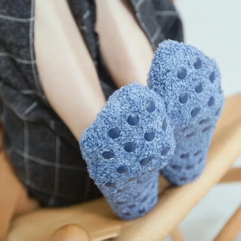 1Pair Women Girl Socks Winter Warm Fleece Floor Socks Indoor Anti-skid Boat Socks Short Solid Warm Slippers Socks