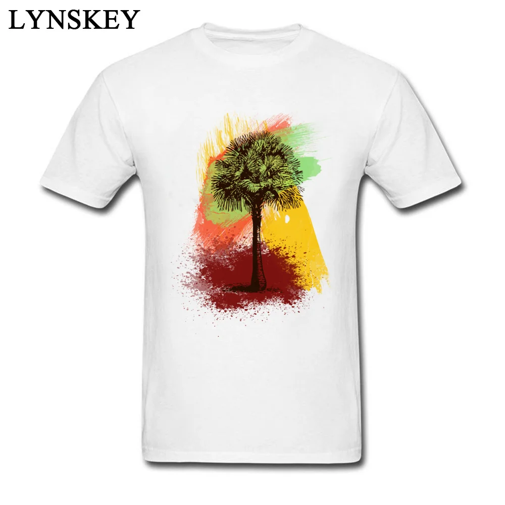 Новинка 2017 гранж пальмовое дерево Рисунок кисти дизайн футболка для мужчин 100%