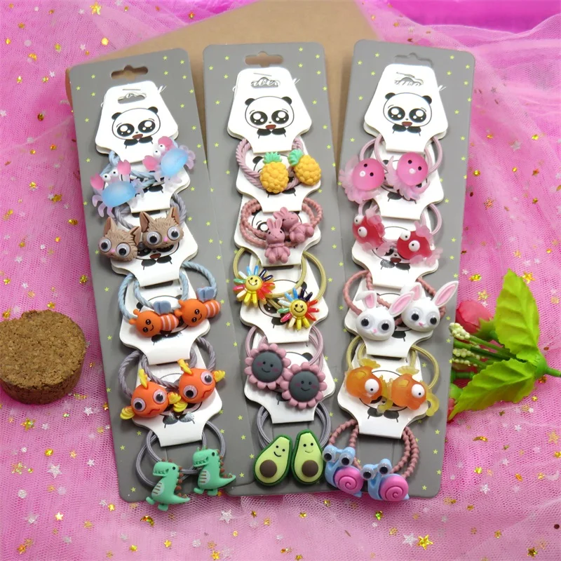 10 шт./лот эластичные резинки для волос с милыми животными подсолнухами девочек