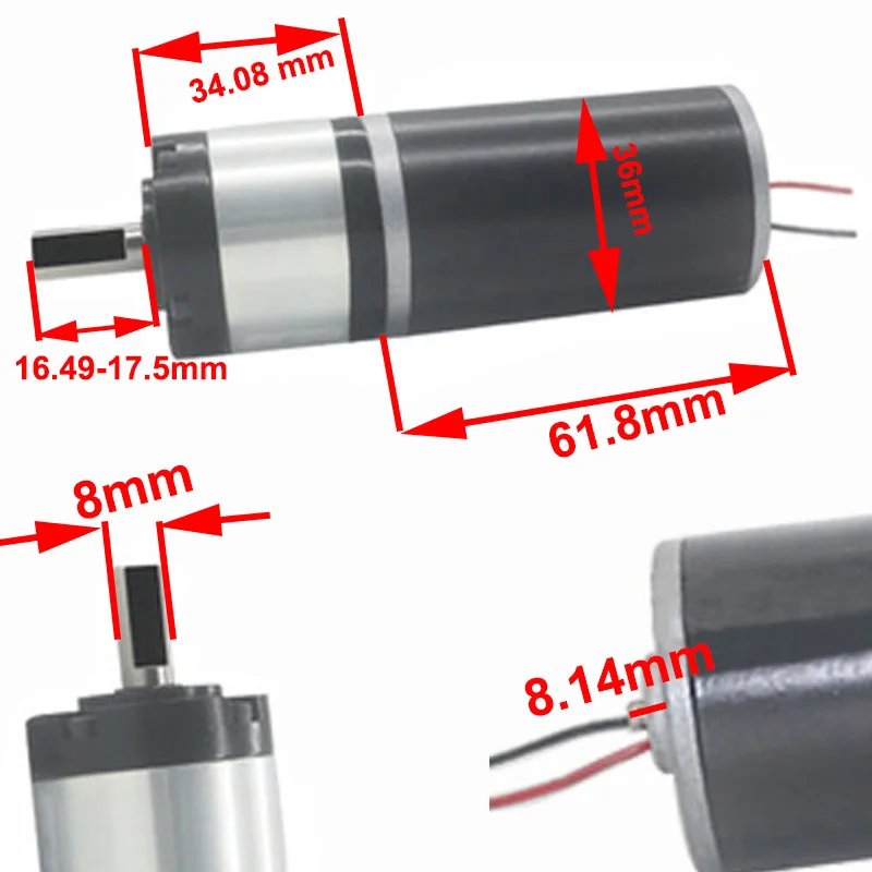 Планетарный редукторный электродвигатель постоянного тока 24 В 56 об/мин или 290 с