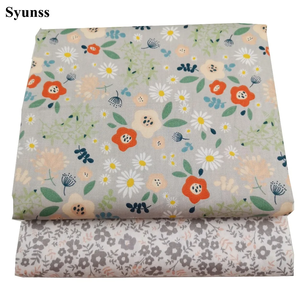 Syunss Diy Лоскутная Ткань для квилтинга колыбели подушки платье ткань для вышивки серый розовый цветочный принт хлопковая ткань