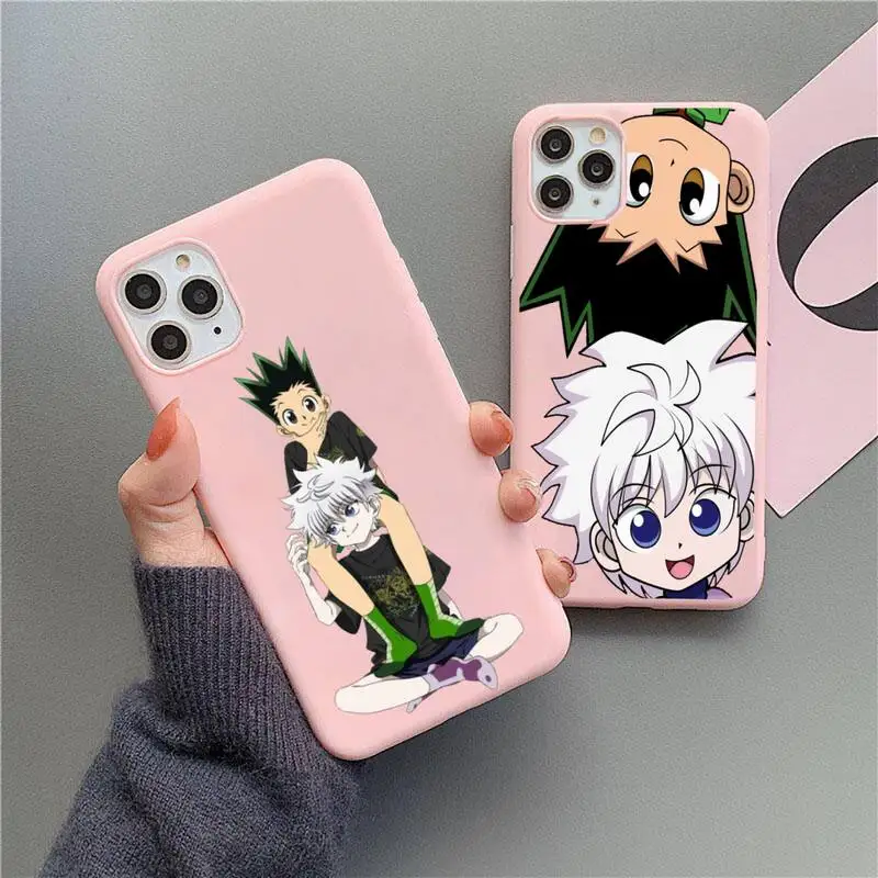 Чехол для телефона HUNTER x HxH Gon Killua аниме конфетно-розовый iphone 12 11 Pro Max Mini XS 8 7 6 6S Plus X SE