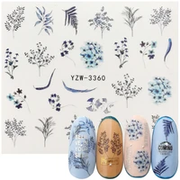 1 sheet nail flower leaves decor water decal chic sticker for nails pattern painting wrap paper foil tip tattoo manicure yzwle