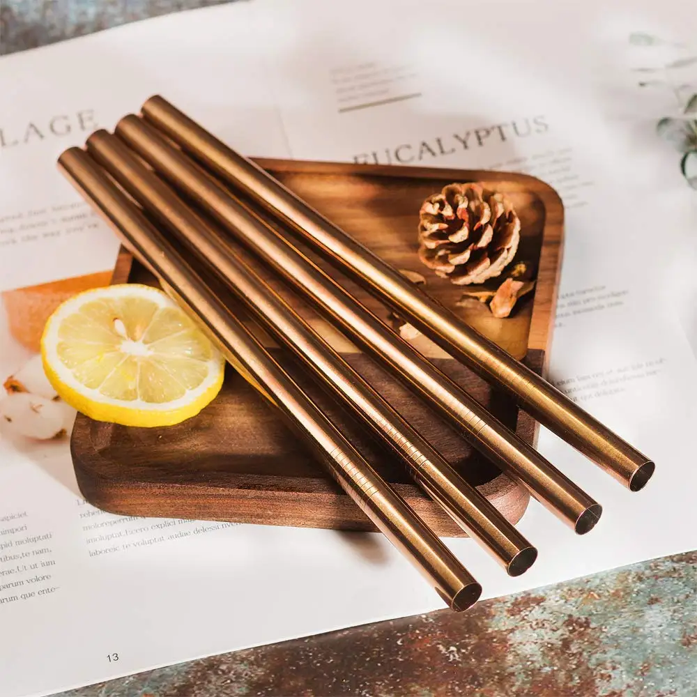 4Pcs 304 Stainless Steel Straw Reusable Metal Straws Set 12mm Diameter Bubble Tea Milkshake Drinking Boba with 2pcs Brush - купить по