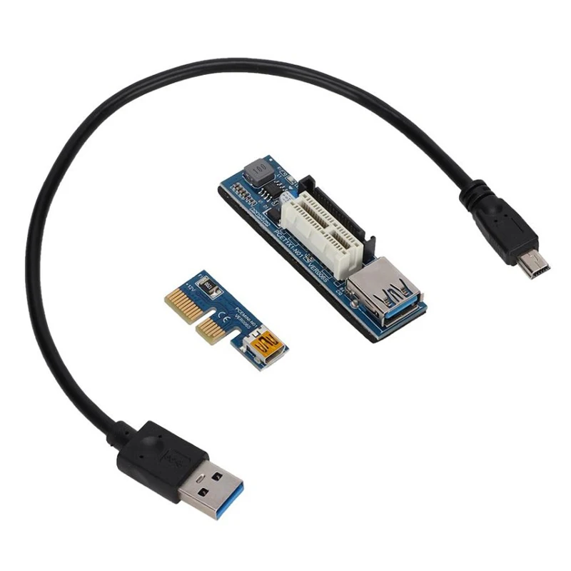 PCI-E X1 удлинитель PCI Express USB 3 0 адаптер Raiser PCIE 1X Riser Card SATA E в слот | Компьютеры и офис
