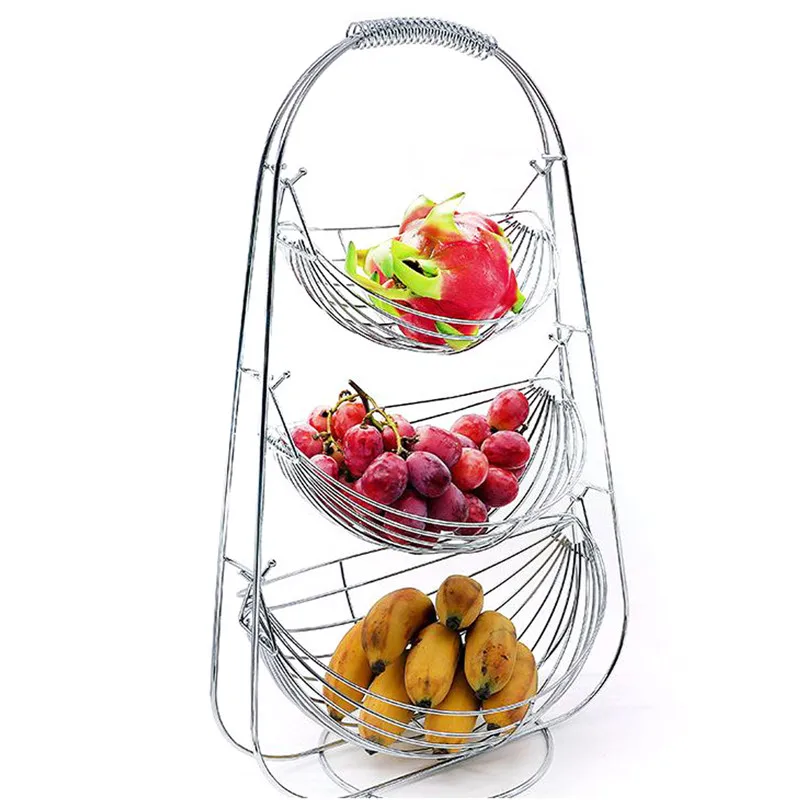 

3Tier Metal Fruit Vegetable Basket Holder Stand Kitchen Vegetables Storage Iron Organizer Decoration Household Food Bowl Storage