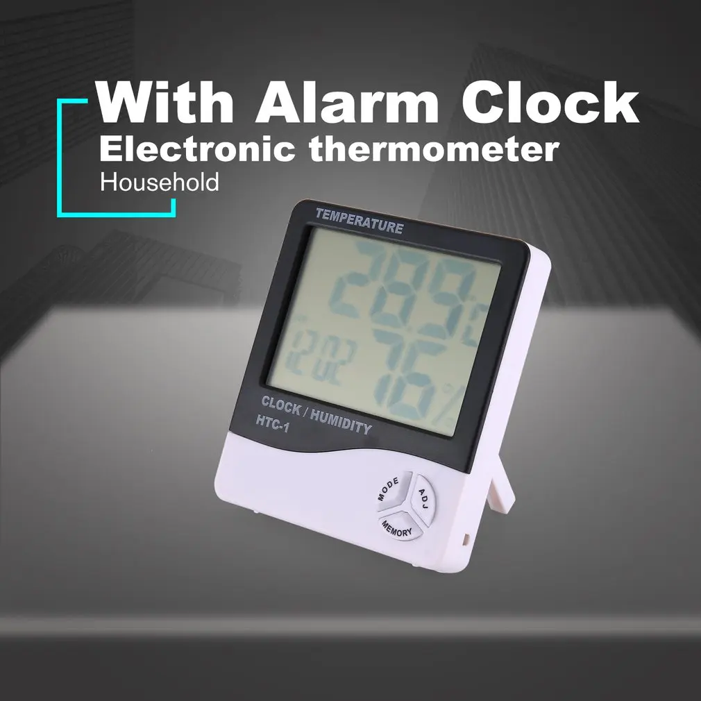 htc 1 thermohygrometer single temperature large screen household electronic thermohygrometer with alarm clock free global shipping