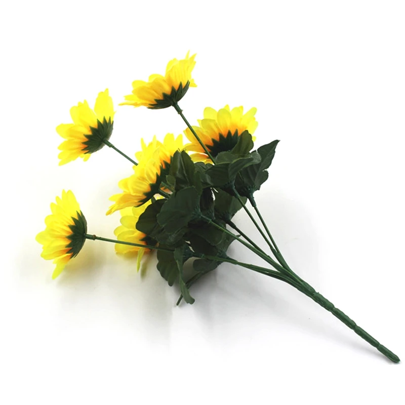 

7 Heads Plastic Sunflower Artificial Flower Fake Bouquet Simulation Plastic Flowers Decorate Party Wedding Decoration