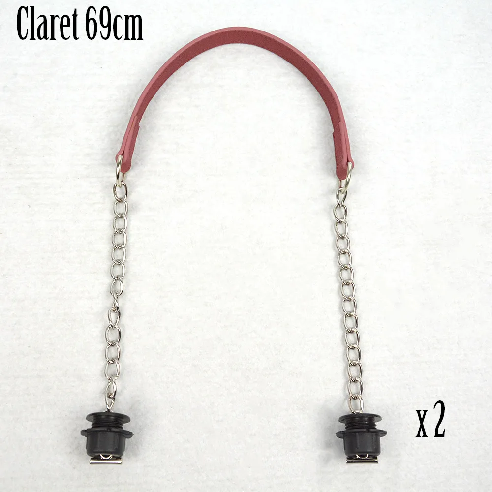 claret huntfun 1 пара нубук плоский серебряный короткий толстый одна цепь с застежка от черные винты для Obag O ручки для сумок для женщин сумка - Цвет: claret