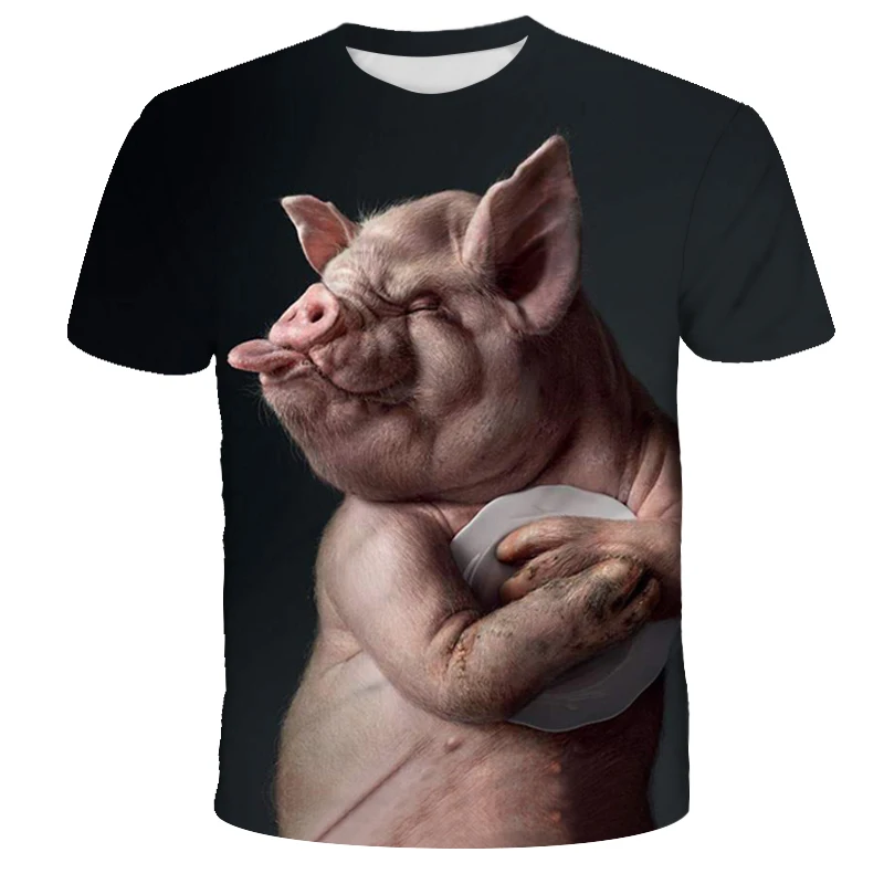 

Summer New Interesting Novelty Animal Pig Cow Dog Orangutan Sheep T-Shirt Male 3d Printing Harajuku Style Short-Sleeved Top