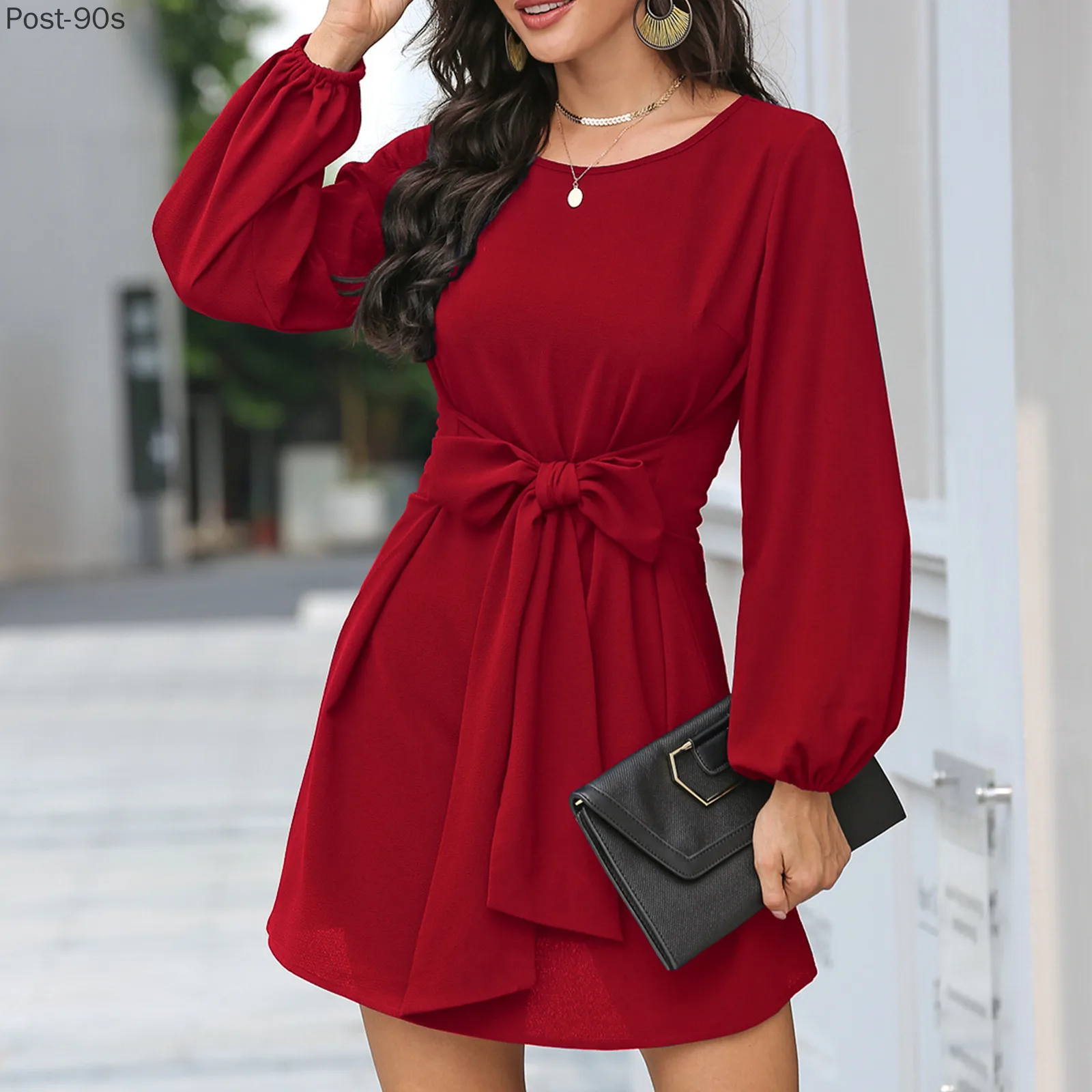 

Fashion Slim High Waist Dress Long Sleeve Pure Color Dress Loose Large Size Comfortable Women's Fall Winter Casual Loose 2022