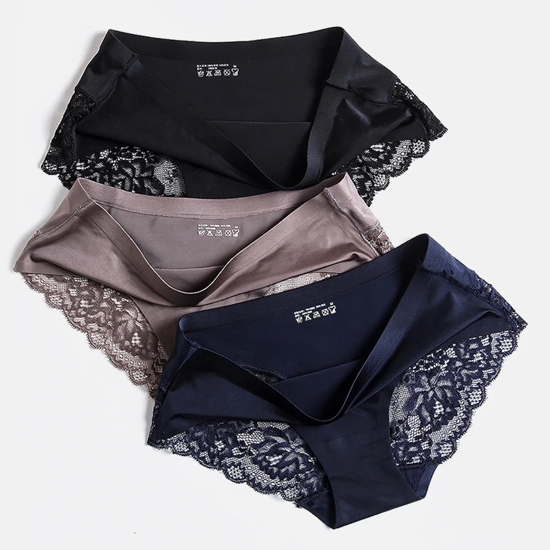 

Morna Seamless Breathable Hollow Briefs Sexy Women Lingerie Lace Side Underwear Solid Color Nylon Low Rise Lingerie Sexy Panties