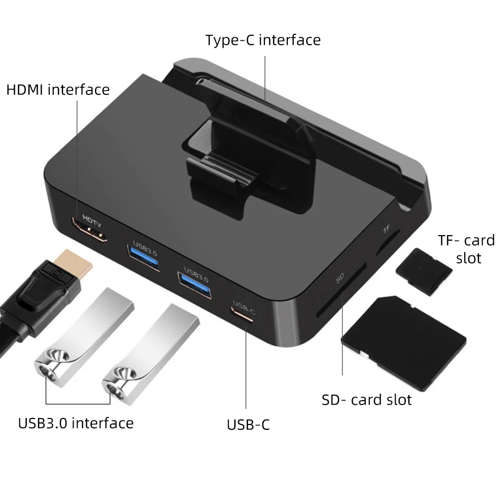 Pro Type-C to HDMI 4K Charging Dock USB3.0 Multiport Hub SD/TF Card Reader Converter |